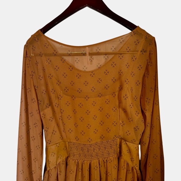 Free People Tan Patterned Mini Dress-NWOT EXCELLENT LIKE NEW - Picture 5 of 11